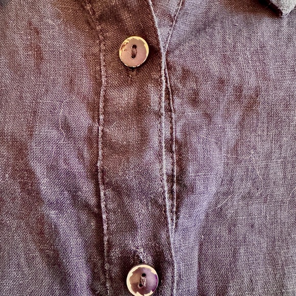 Eileen Fisher Organic Linen Button Front Tunic Shirt 2X Blue Minimalist - Picture 6 of 10